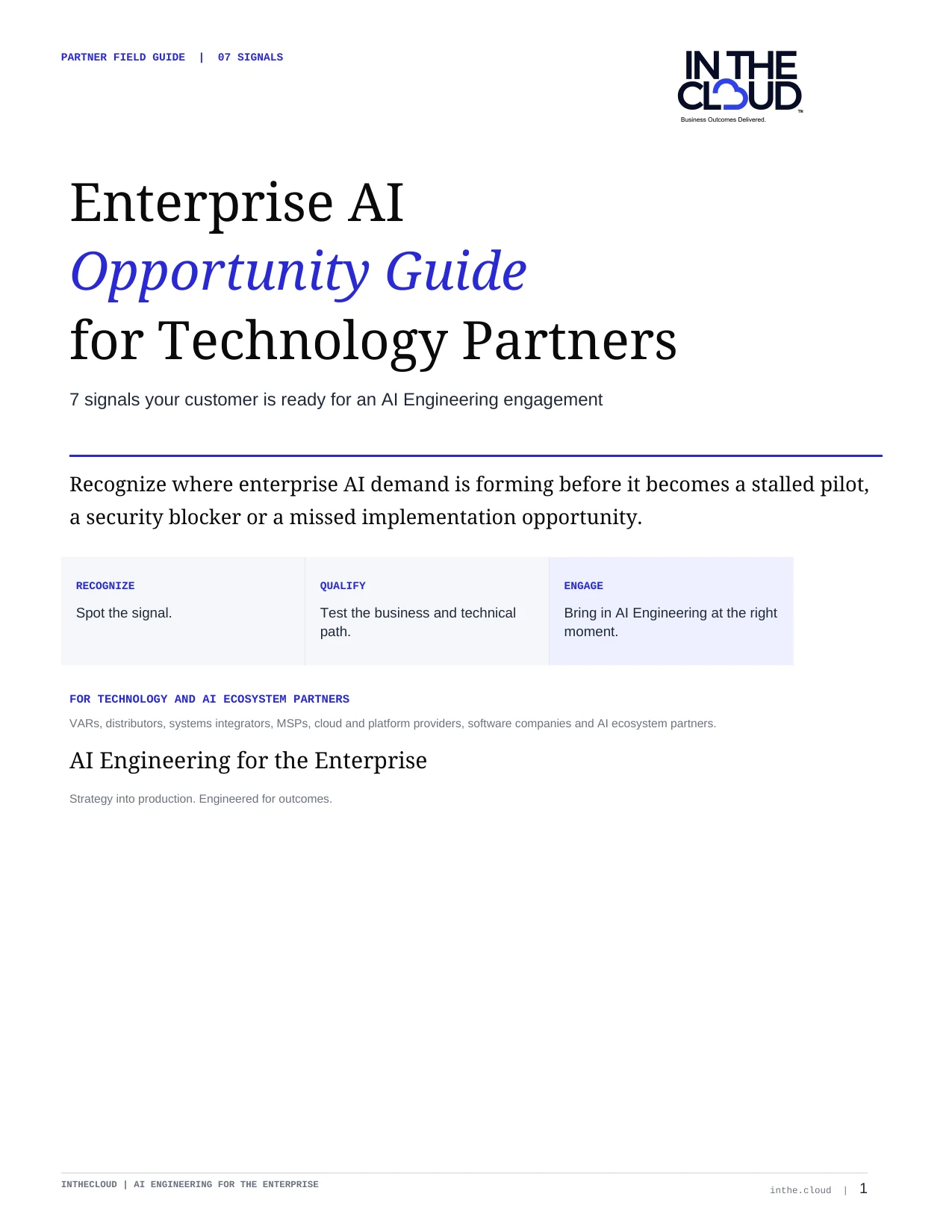 Enterprise AI Opportunity Guide for Technology Partners by InTheCloud